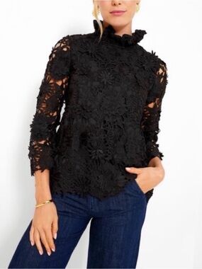 Tuckernuck Black Guipure Lace Faye Blouse